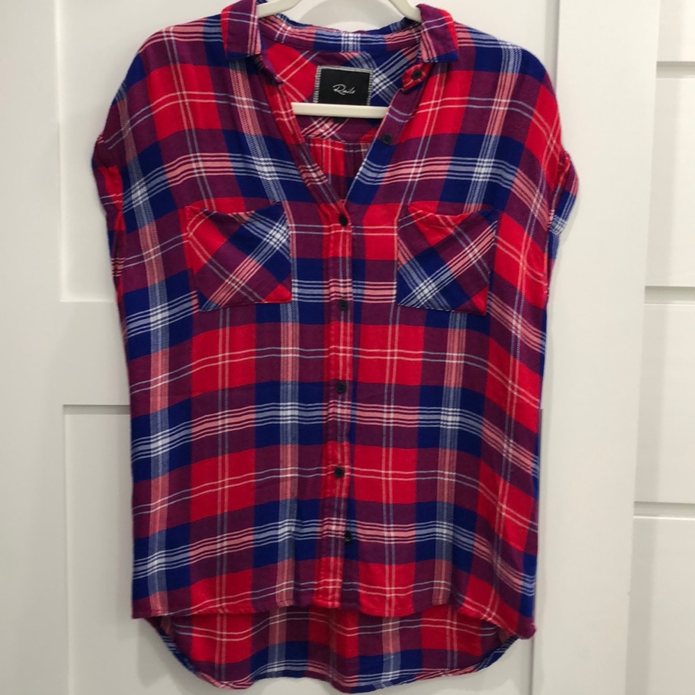 Rails short sleeve collared button down top